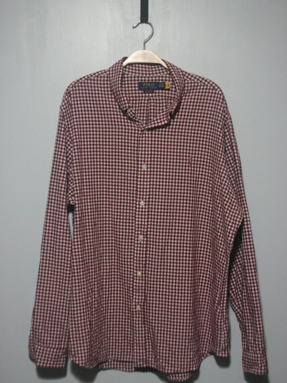 Polo Ralph Lauren Burgundy Gingham Check Shirt Classic Fit XXL